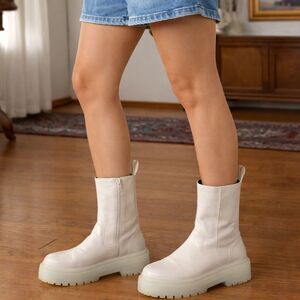 Shein Platform Boots Minimalist Blush Pink Faux Leather